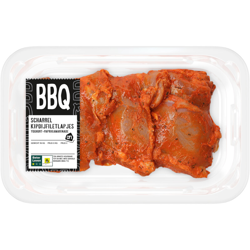 Een afbeelding van AH BBQ scharrel kipdijfiletlapjes yoghurt
