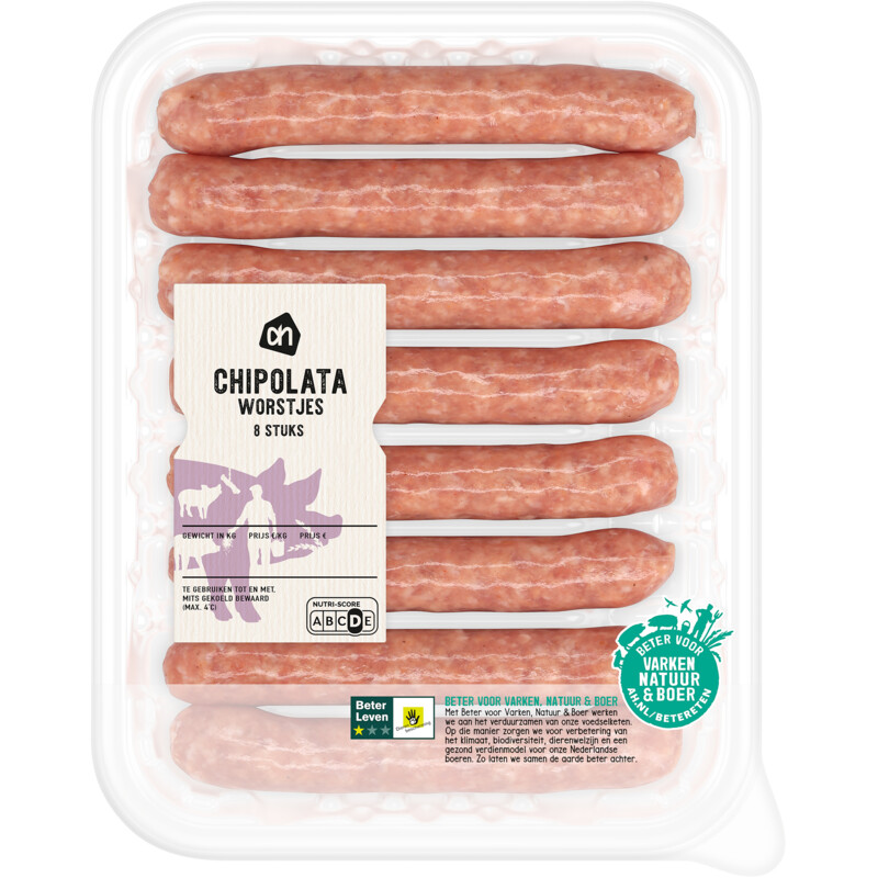 Een afbeelding van AH Varkens chipolataworstjes