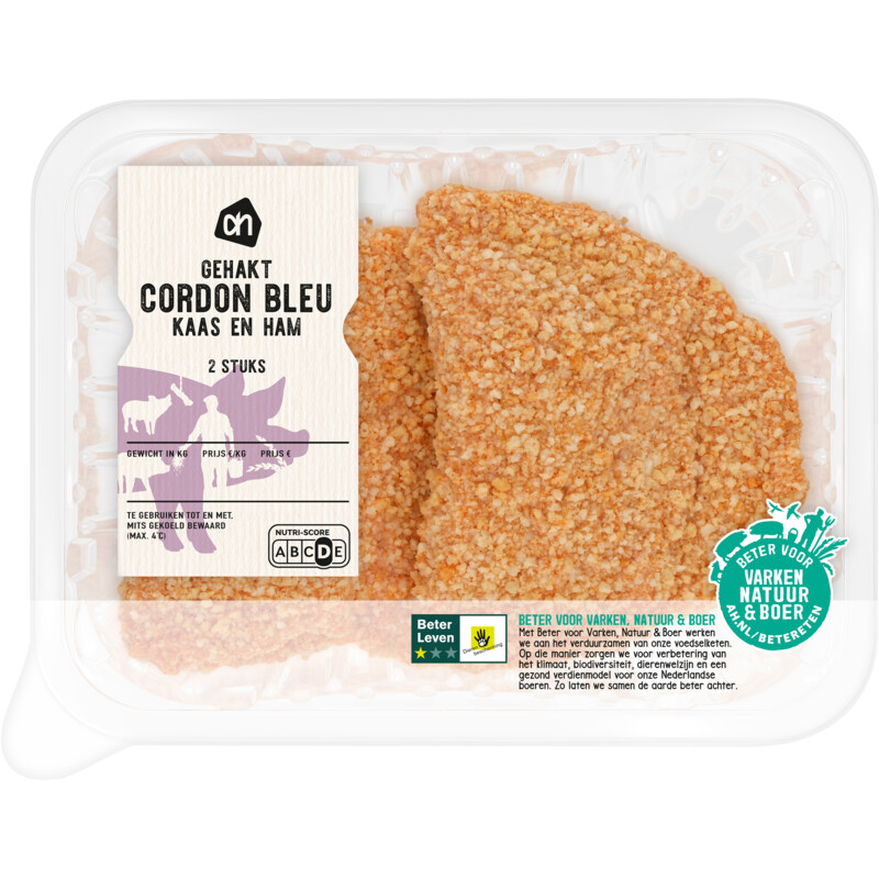 Een afbeelding van AH Gehakt cordon bleu kaas en ham