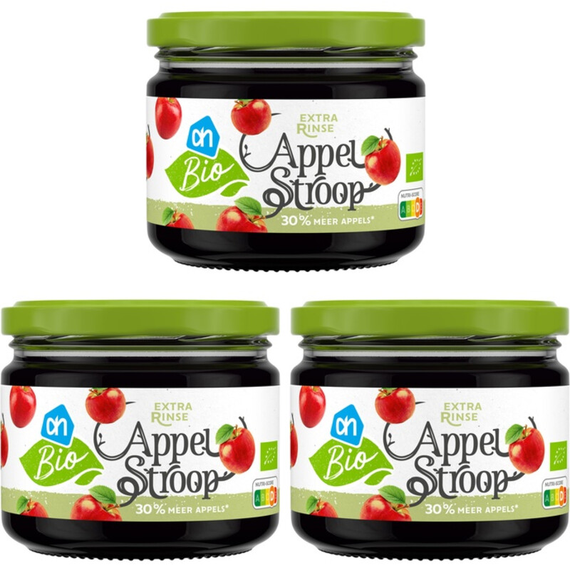 Een afbeelding van AH Biologisch Appelstroop extra rinse 3-pack