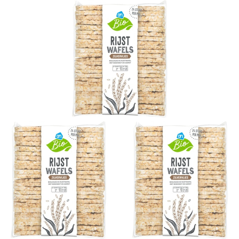 Een afbeelding van AH Biologisch Rijstwafels zilvervlies 3-pack