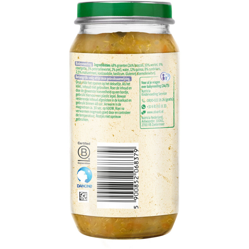 Een afbeelding van Olvarit Broccolischotel quinoa rundvlees 15m+