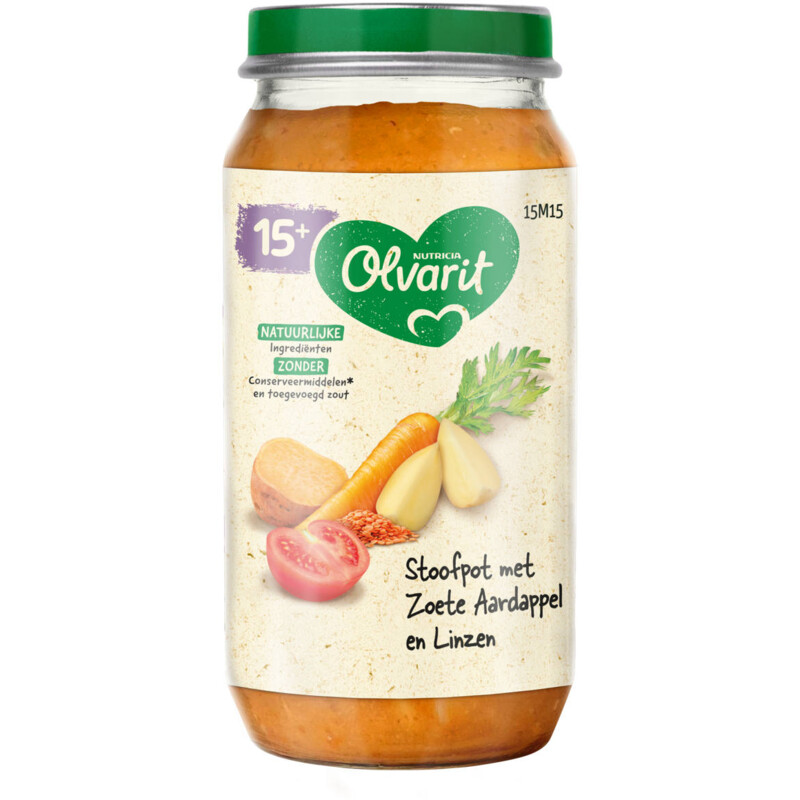Een afbeelding van Olvarit Stoofpot met zoete aardappel linzen 15m+