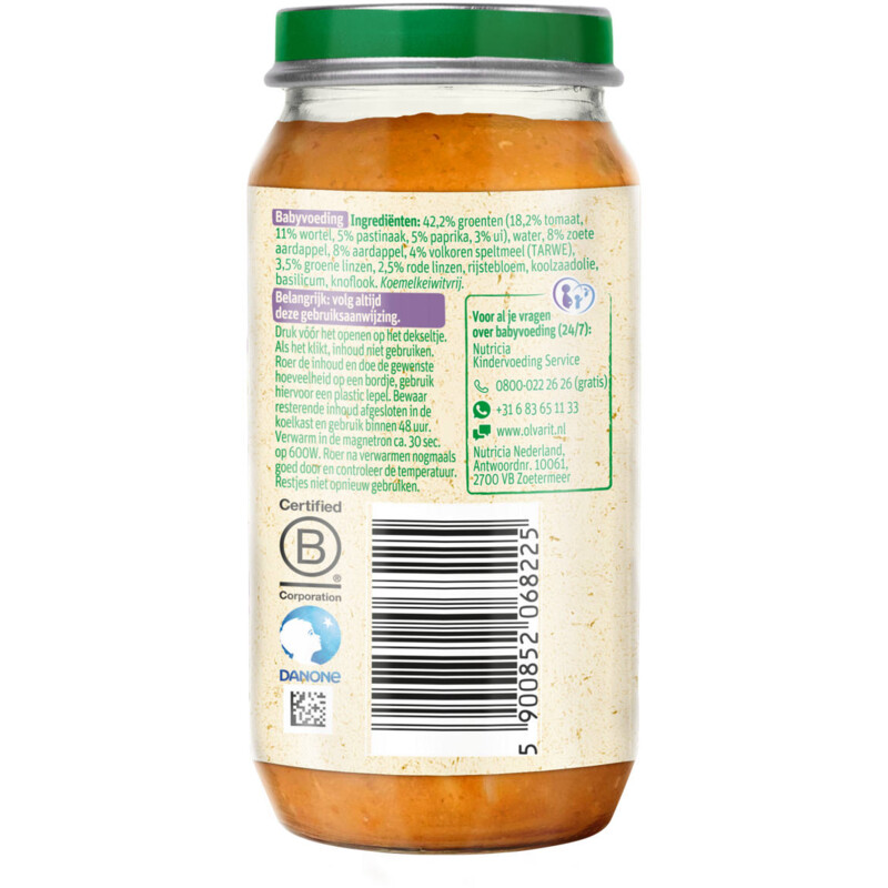 Een afbeelding van Olvarit Stoofpot met zoete aardappel linzen 15m+