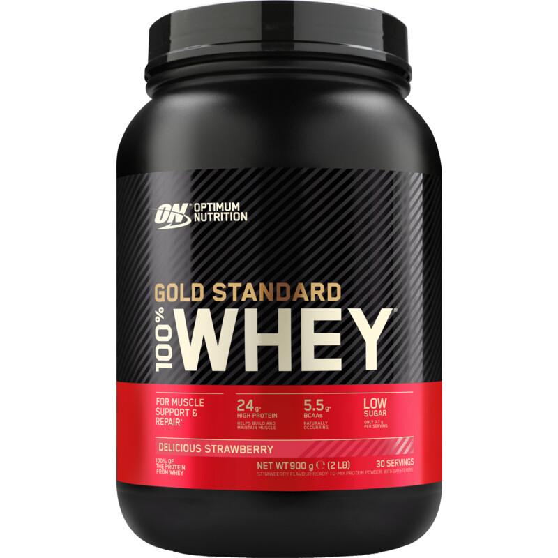 Een afbeelding van Optimum Nutrition Gold standard whey delicious strawberry