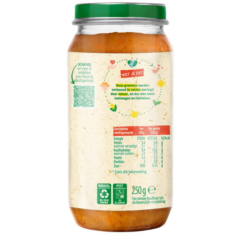 Een afbeelding van Olvarit Groenteschotel met quinoa en linzen 12m+