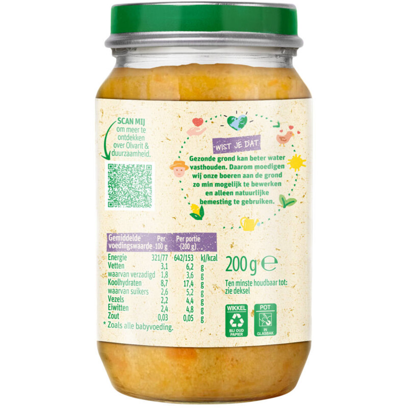 Een afbeelding van Olvarit Pompoen curry met linzen 8m+