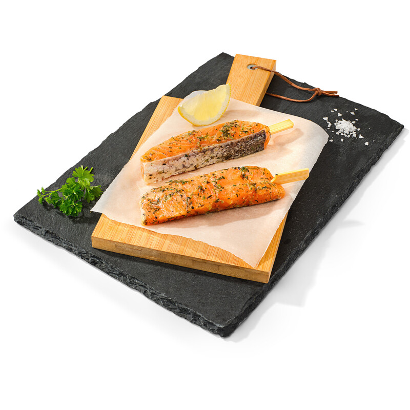 Een afbeelding van AH BBQ zalmspies gemarineerd