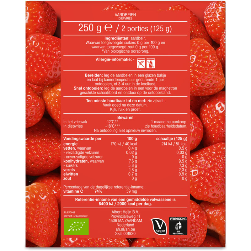 Een afbeelding van AH Biologisch Doosje met aardbeien