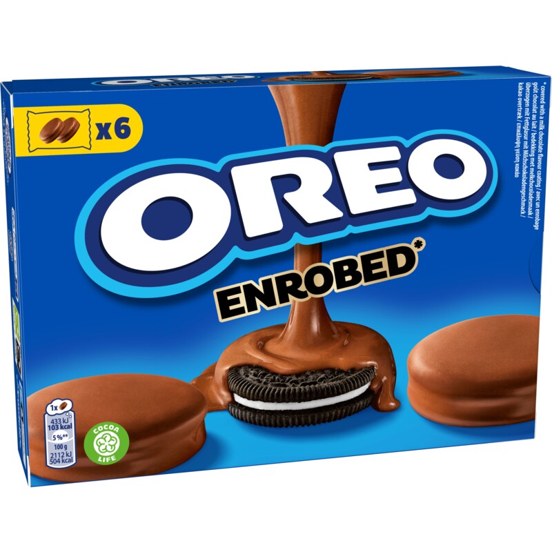 Een afbeelding van Oreo Koekjes omhuld met melkchocoladesmaak