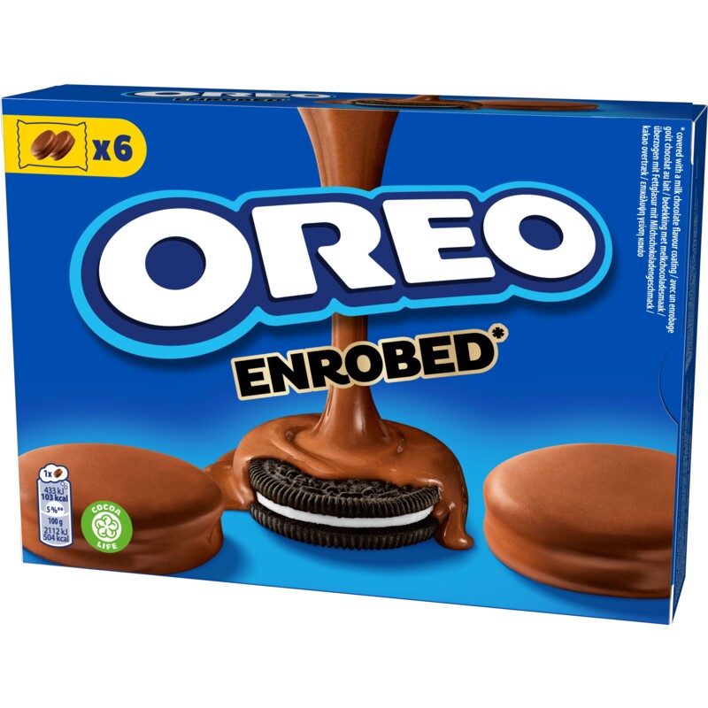 Een afbeelding van Oreo Koekjes omhuld met melkchocoladesmaak