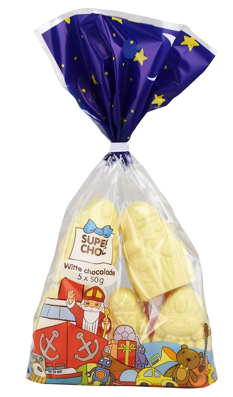 Superchoc Sinterklaas figuren witte chocolade bel