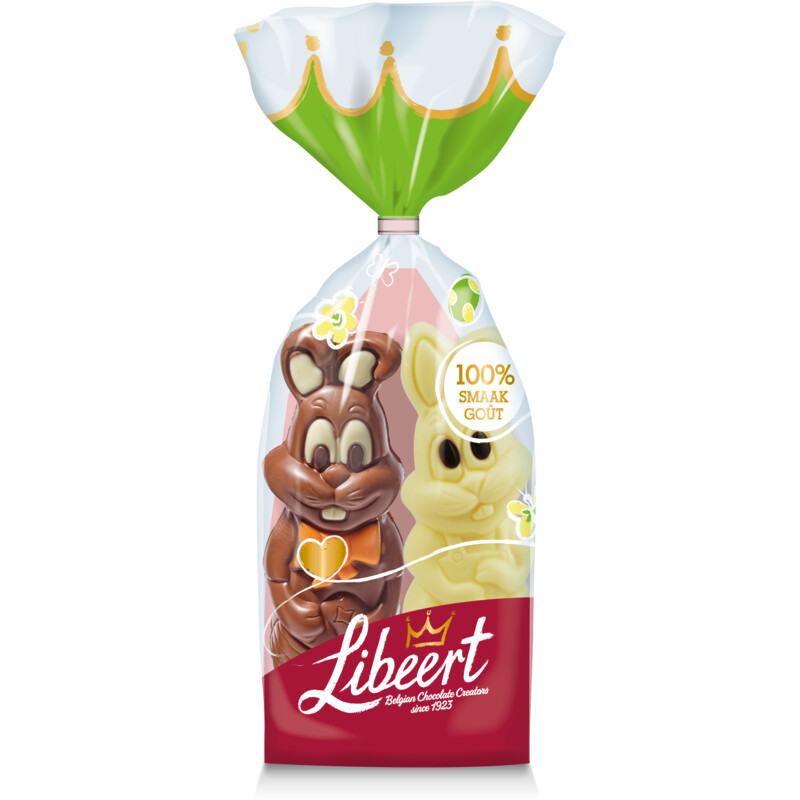 Een afbeelding van Libeert Chocolade konijnen melk & wit bel