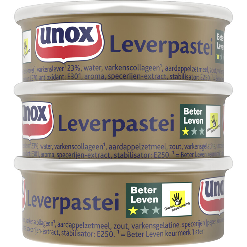 Een afbeelding van Unox Leverpastei 3-pack