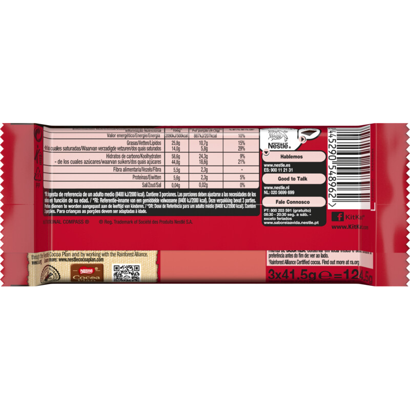 Een afbeelding van Kitkat Pure chocolade reep 3-pack