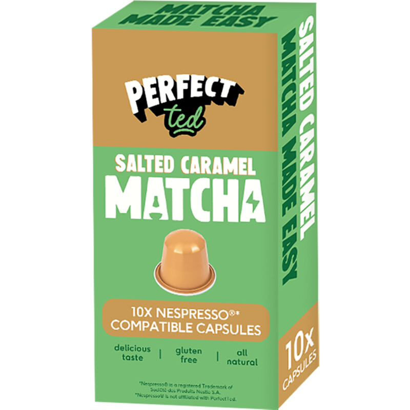 Een afbeelding van Perfect Ted Salted caramel matcha capsules