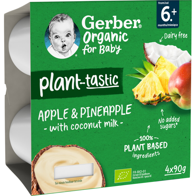 Een afbeelding van Gerber Organic Plant-tastic appel ananas 6m+