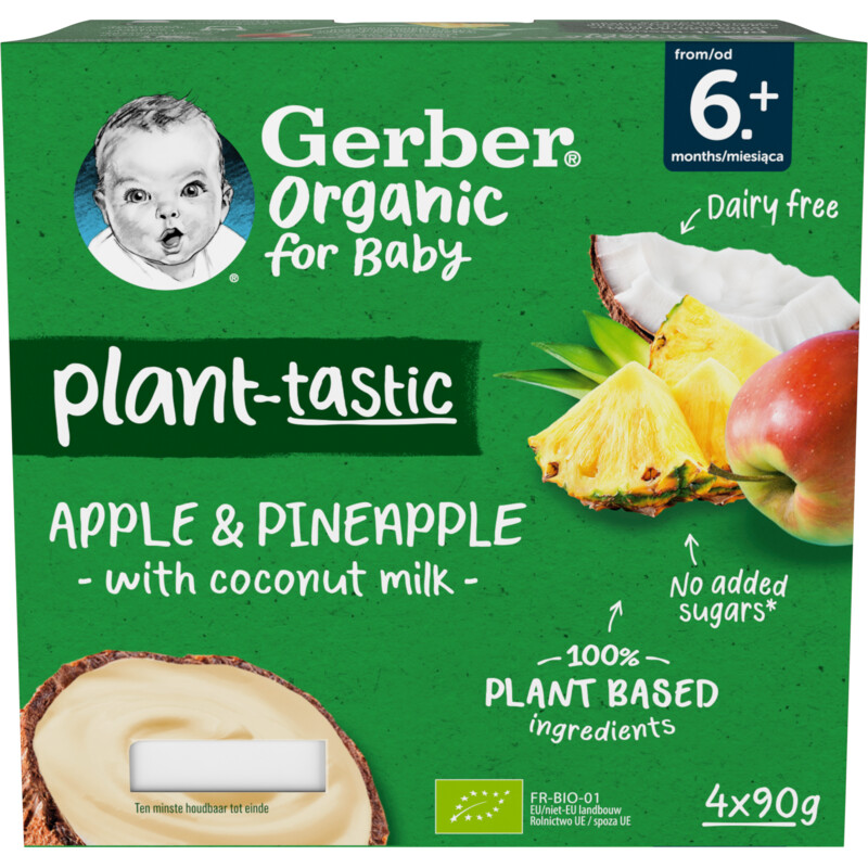 Een afbeelding van Gerber Organic Plant-tastic appel ananas 6m+