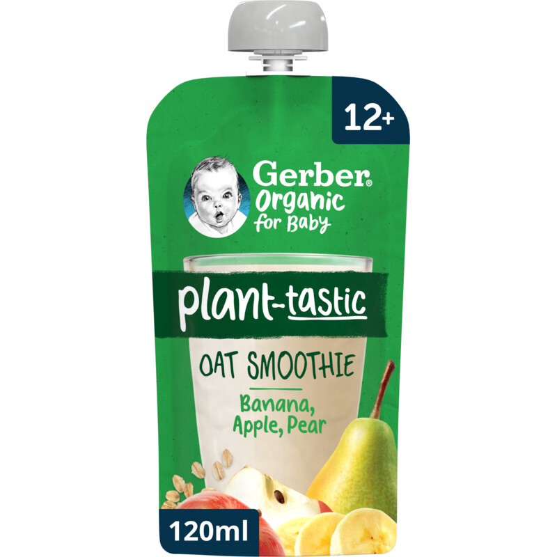 Een afbeelding van Gerber Organic Baby oat smoothie banana pear 12+m