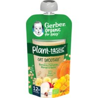 Een afbeelding van Gerber Organic Baby oat smoothie banana pumpkin 12+m