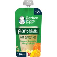 Een afbeelding van Gerber Organic Baby oat smoothie banana pumpkin 12+m