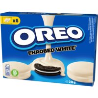 Een afbeelding van Oreo Koekjes omhuld met witte chocoladesmaak