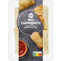 Een afbeelding van AH Mini loempia's gevuld met groente en kip