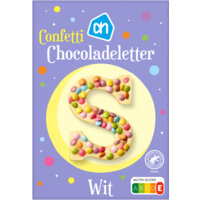 Een afbeelding van AH Chocoladeletter wit confetti