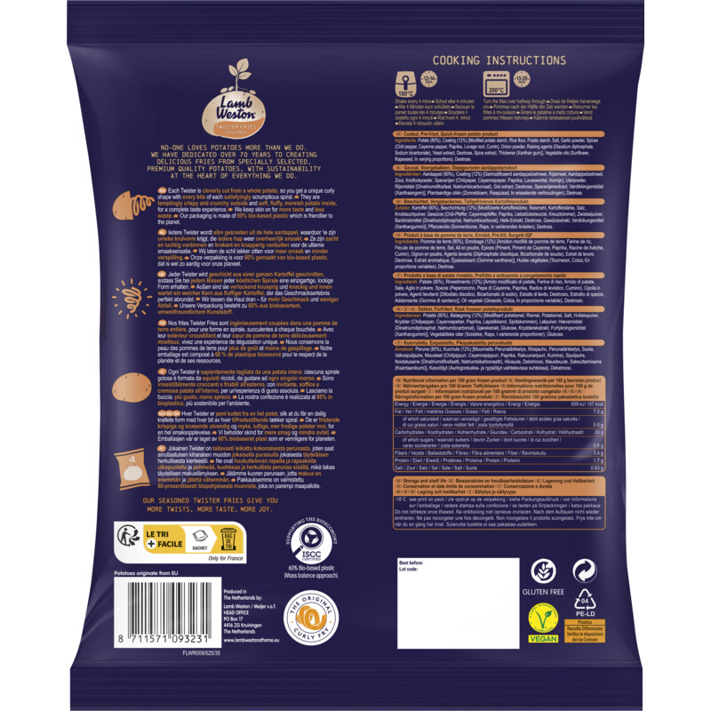 Een afbeelding van LambWeston Twister fries seasoned