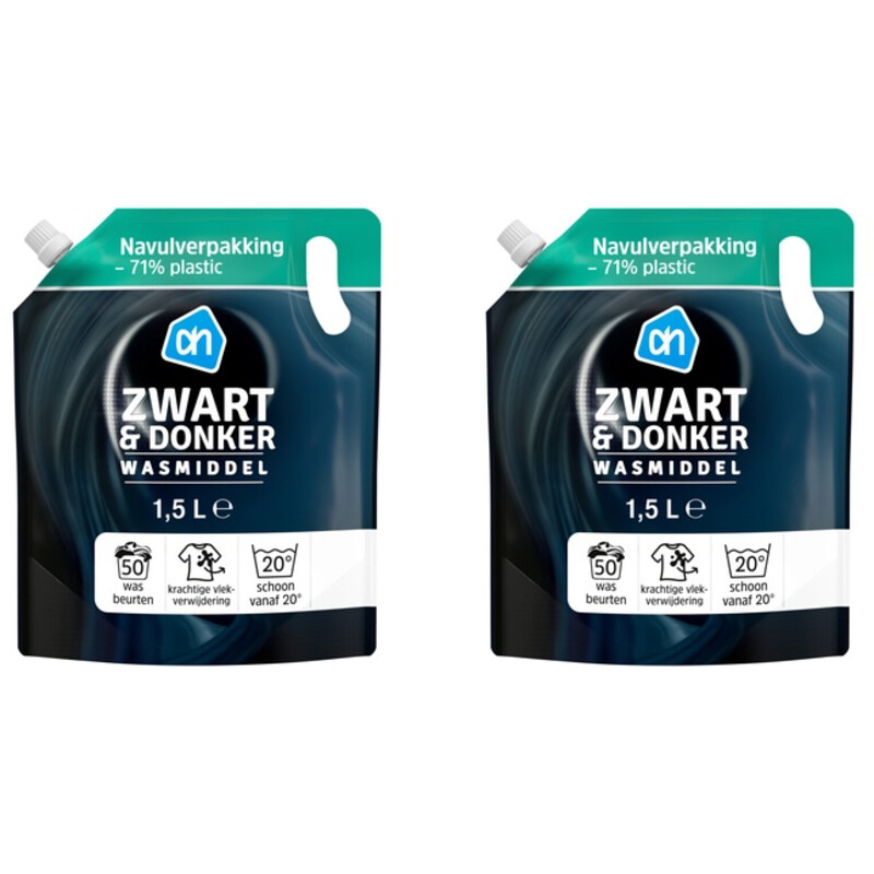 Een afbeelding van AH wasmiddel zwart navul 2-pack