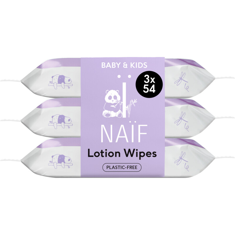 Een afbeelding van Naïf Lotion wipes 3-pack