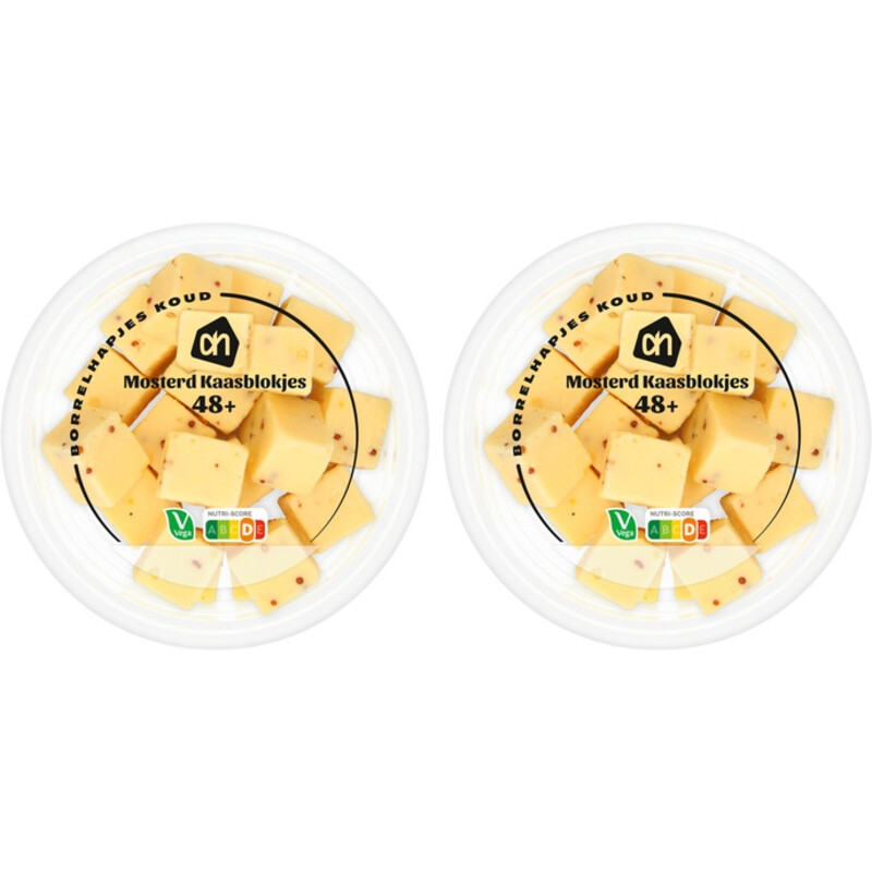 Een afbeelding van AH Mosterdkaasblokjes 48+ 2-pack