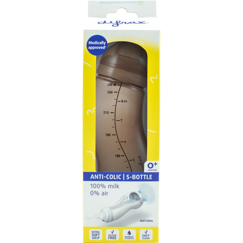 Een afbeelding van Difrax Anti-colic s-fles natural 0+ mnd 250 ml