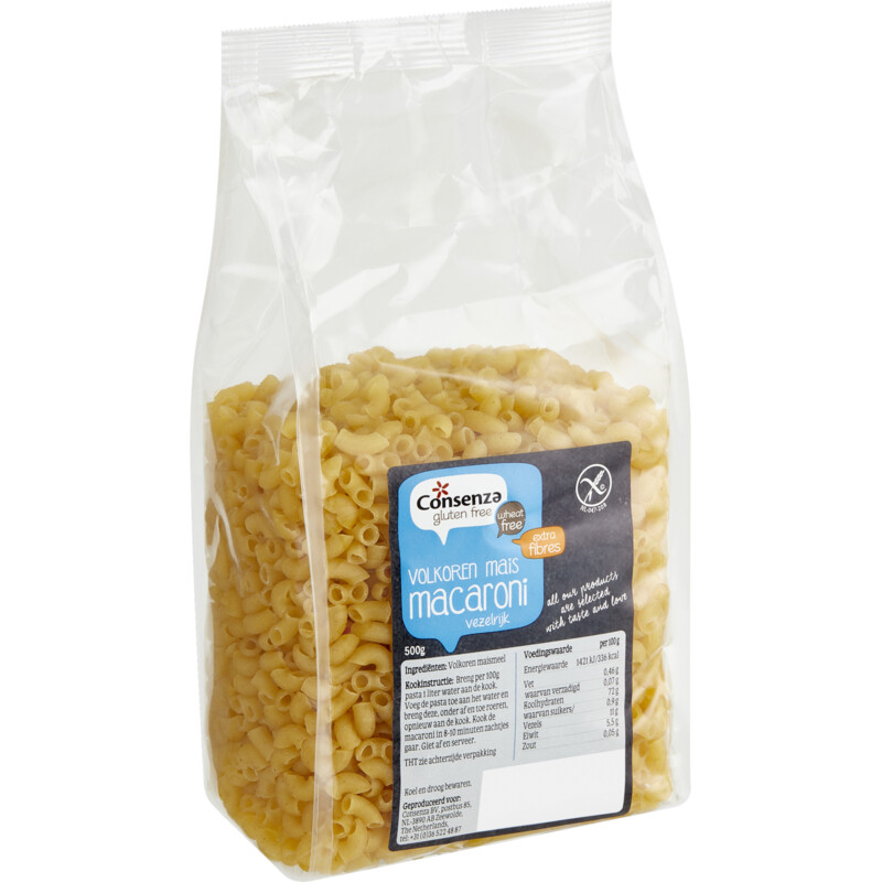 Een afbeelding van Consenza Volkoren maïs macaroni