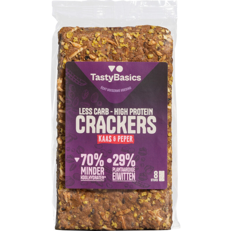 Een afbeelding van TastyBasics Vezelrijke crackers kaas & peper