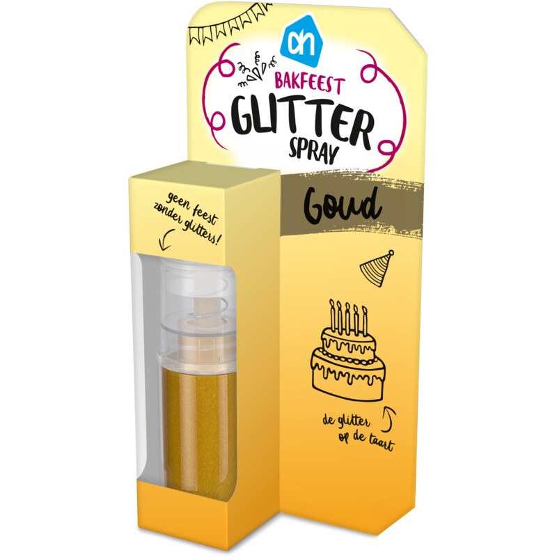 Een afbeelding van AH Bakfeest glitterspray goud