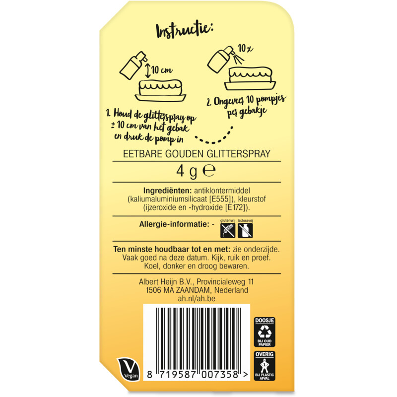 Een afbeelding van AH Bakfeest glitterspray goud