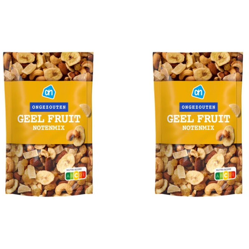 Een afbeelding van AH Ongezouten geel fruit notenmix 2-pack