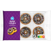 Een afbeelding van AH Donut cakejes met glazuur chocoladesmaak