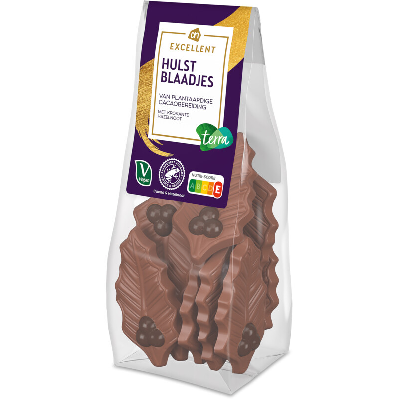Een afbeelding van AH Excellent Terra hulstblaadjes krokante hazelnoot