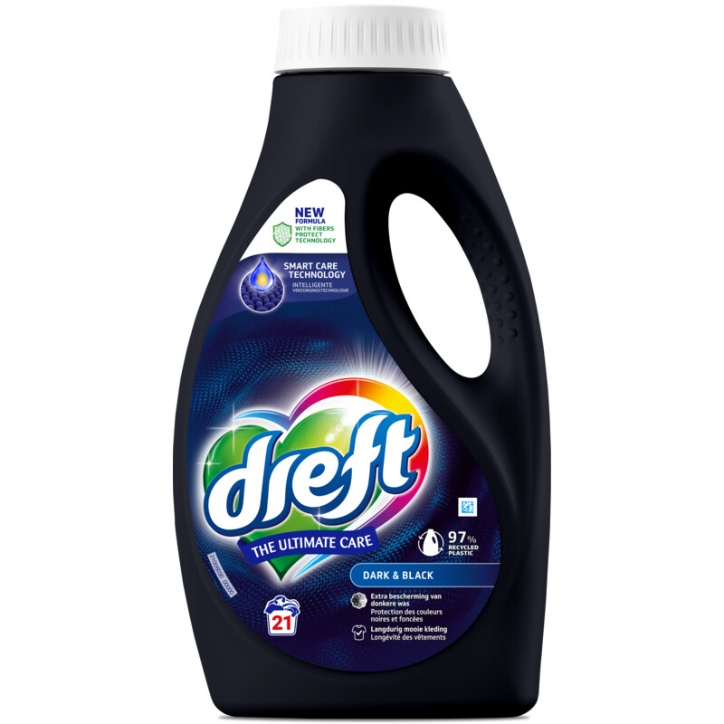 Een afbeelding van Dreft Ultimate care wasmiddel dark & black