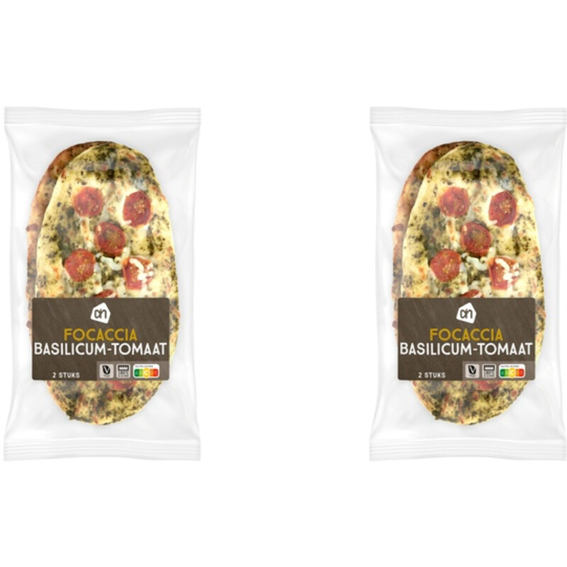 Een afbeelding van AH Focaccia basilicum tomaat 2-pack