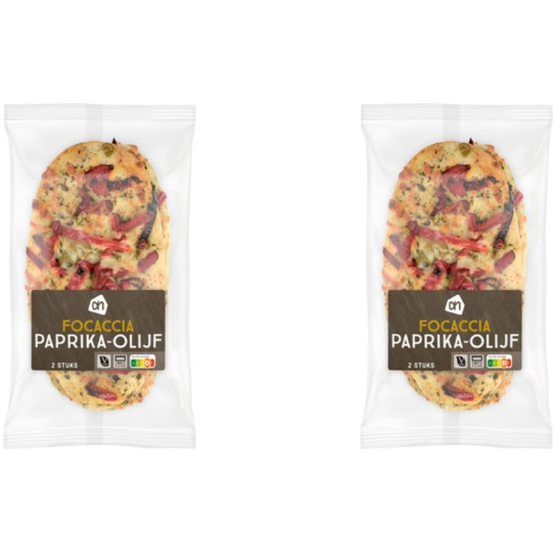 Een afbeelding van AH Focaccia paprika olijf 2-pack