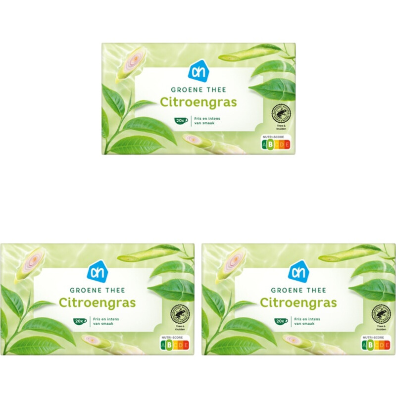 Een afbeelding van AH Groene thee citroengras 3-pack