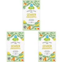 Een afbeelding van AH Biologisch Groene thee gember sinaasappel 3-pack