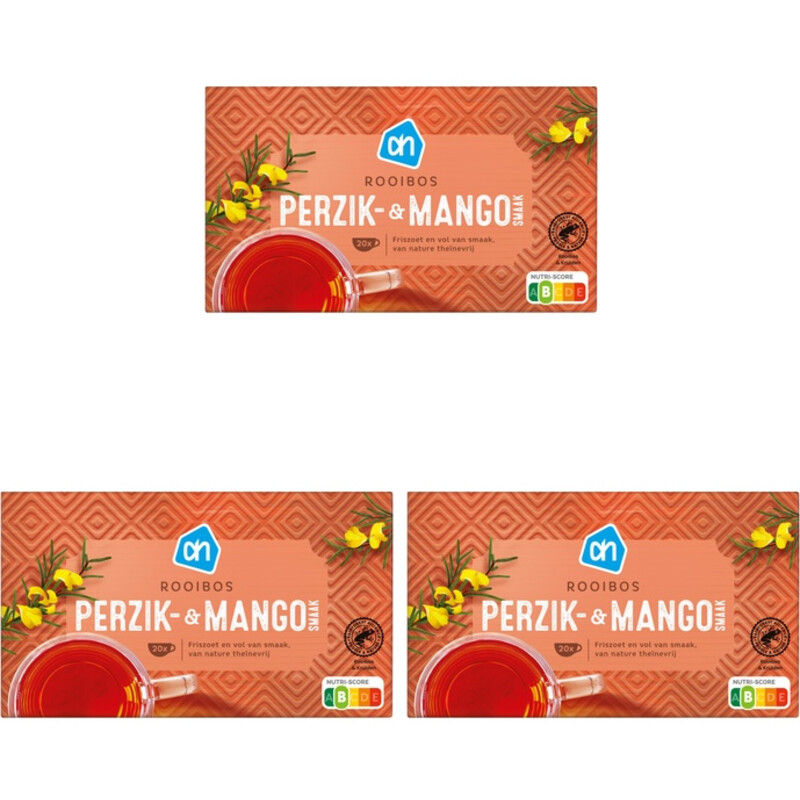Een afbeelding van AH Rooibos mango perzik smaak 3-pack