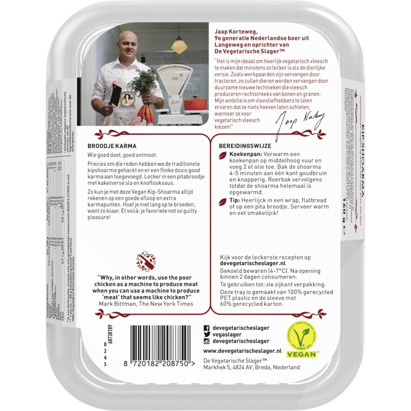 Een afbeelding van Vegetarische Slager Vegan kip-shoarma