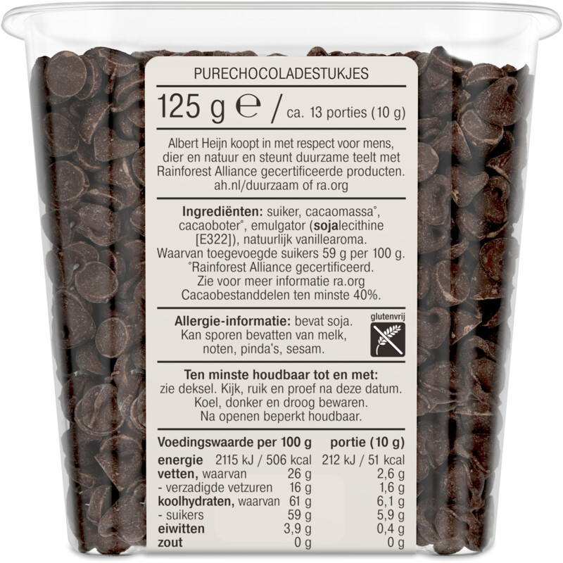 Een afbeelding van AH Puur chocolade druppels