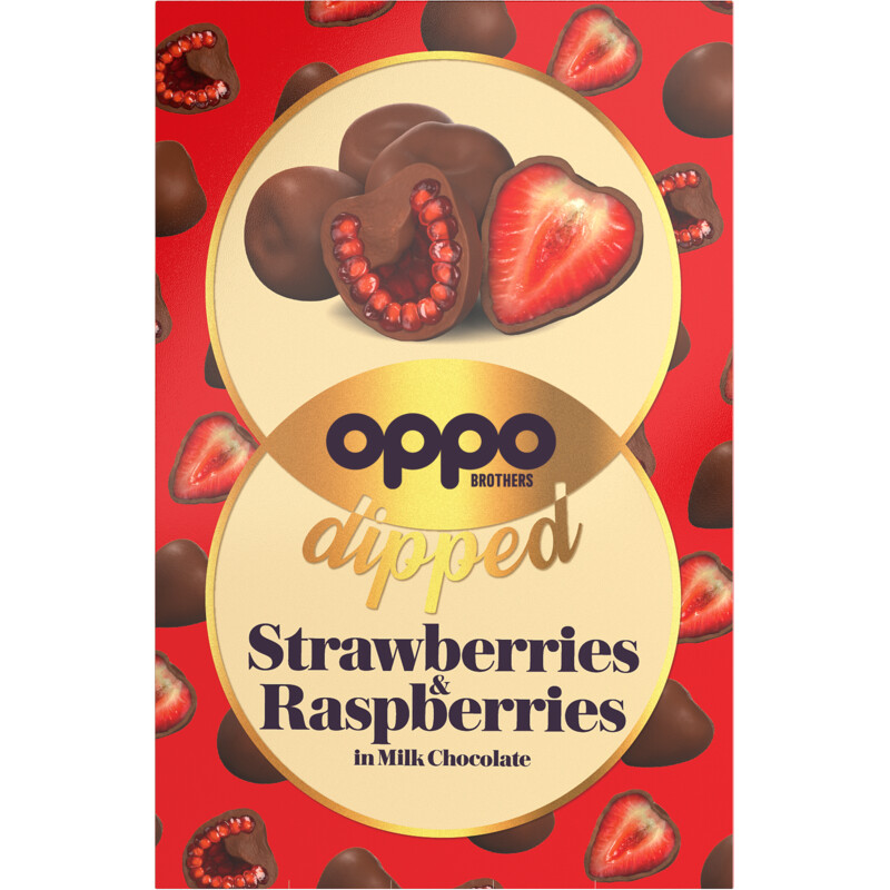 Een afbeelding van Oppo Brothers Dipped strawberries & raspberries