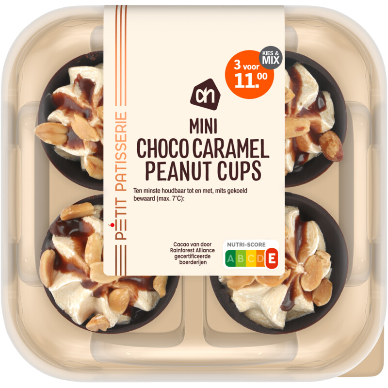 Een afbeelding van AH Mini choco caramel peanuts cups